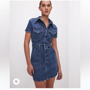 GOOD AMERICAN Fit For Success Mini Denim Dress